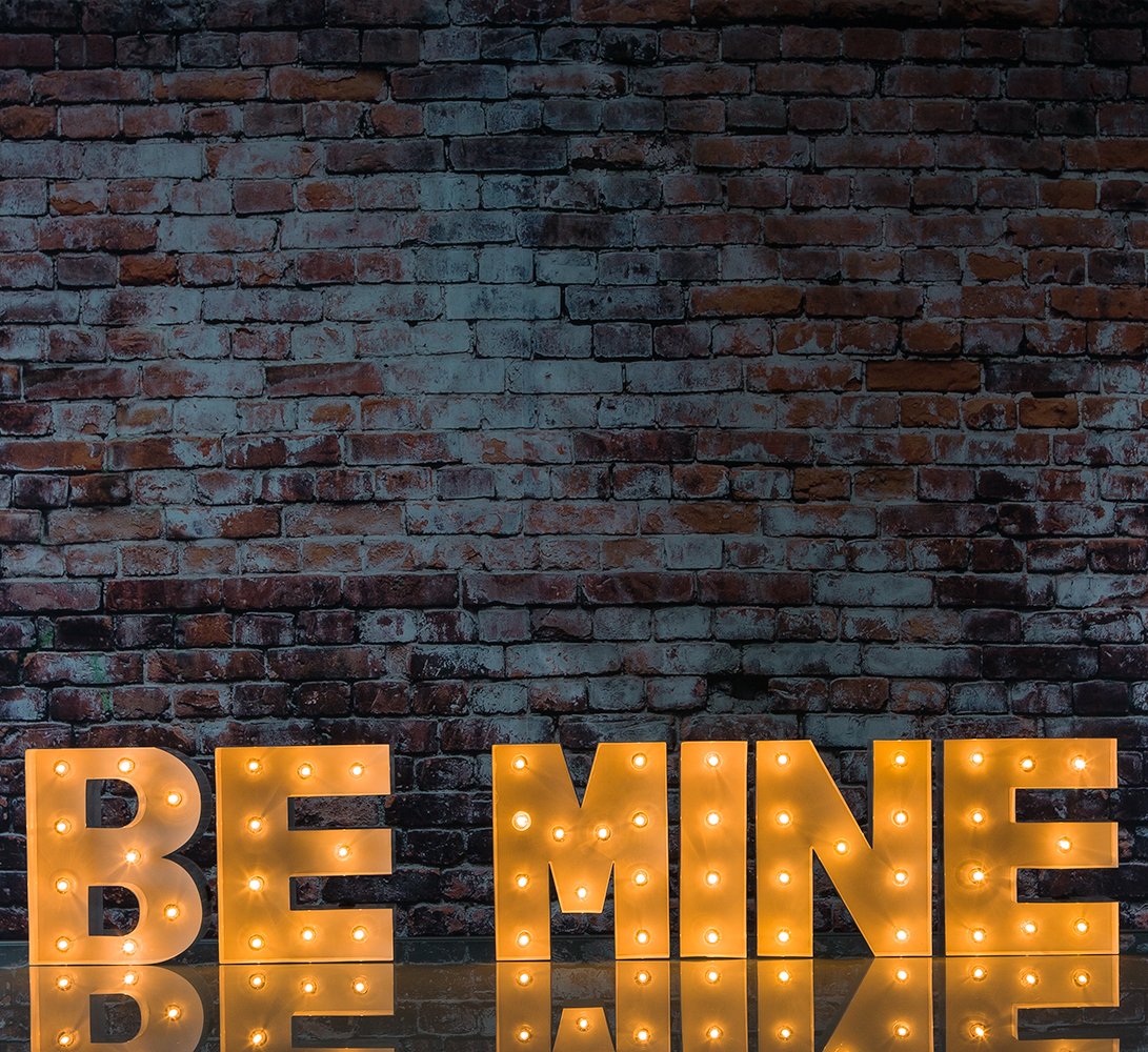  White Marquee Light 'BE MINE' LED Metal Sign (8 Inch, Battery Operated w/ Timer) - AsianImportStore.com - B2B Wholesale Lighting and Decor