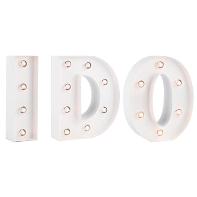 White Marquee Light Word 'I Do' LED Metal Sign (8 Inch, Battery Operated w/ Timer) - AsianImportStore.com - B2B Wholesale Lighting and Decor