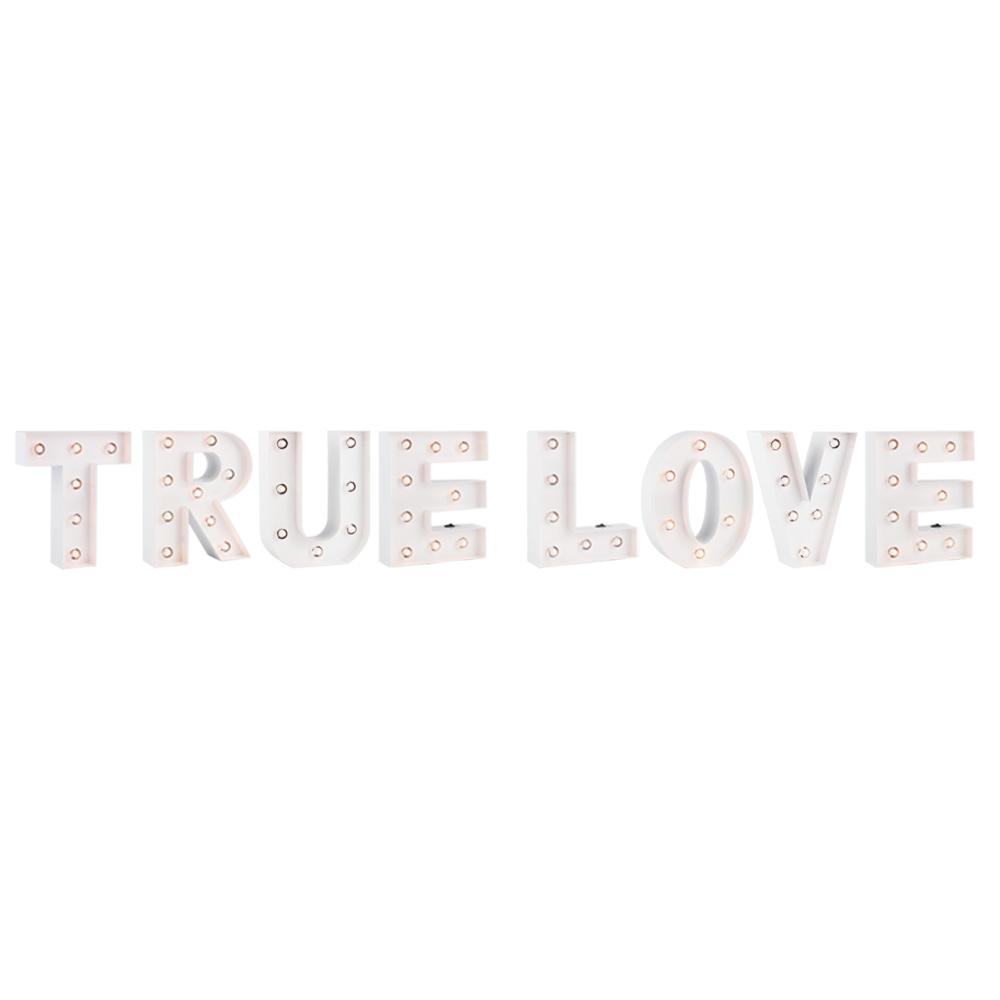 White Marquee Light Word 'True Love' LED Metal Sign (8 Inch, Battery Operated w/ Timer) - AsianImportStore.com - B2B Wholesale Lighting and Decor