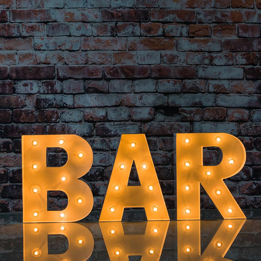  White Marquee Light 'BAR' LED Metal Sign (8 Inch, Battery Operated w/ Timer) - AsianImportStore.com - B2B Wholesale Lighting and Decor