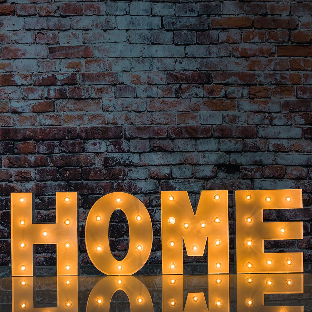White Marquee Light 'HOME' LED Metal Sign (8 Inch, Battery Operated w/ Timer) - AsianImportStore.com - B2B Wholesale Lighting and Decor