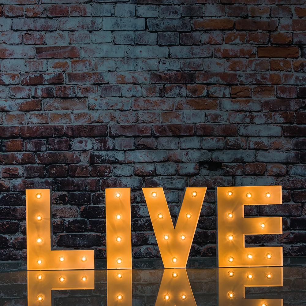  White Marquee Light 'LIVE' LED Metal Sign (8 Inch, Battery Operated w/ Timer) - AsianImportStore.com - B2B Wholesale Lighting and Decor