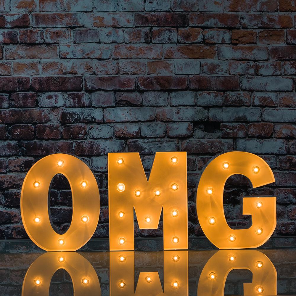  White Marquee Light 'OMG' LED Metal Sign (8 Inch, Battery Operated w/ Timer) - AsianImportStore.com - B2B Wholesale Lighting and Decor