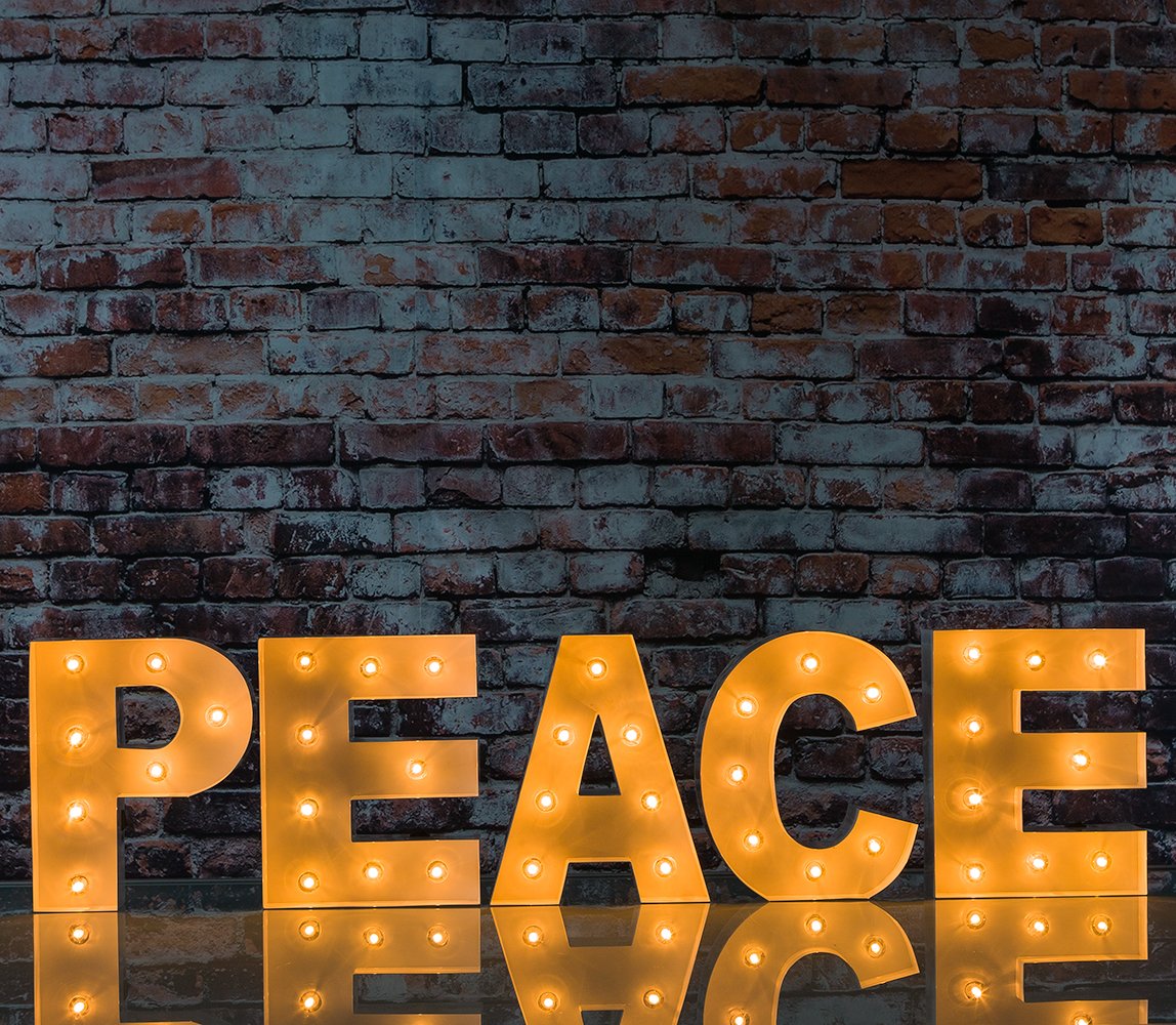  White Marquee Light 'PEACE' LED Metal Sign (8 Inch, Battery Operated w/ Timer) - AsianImportStore.com - B2B Wholesale Lighting and Decor
