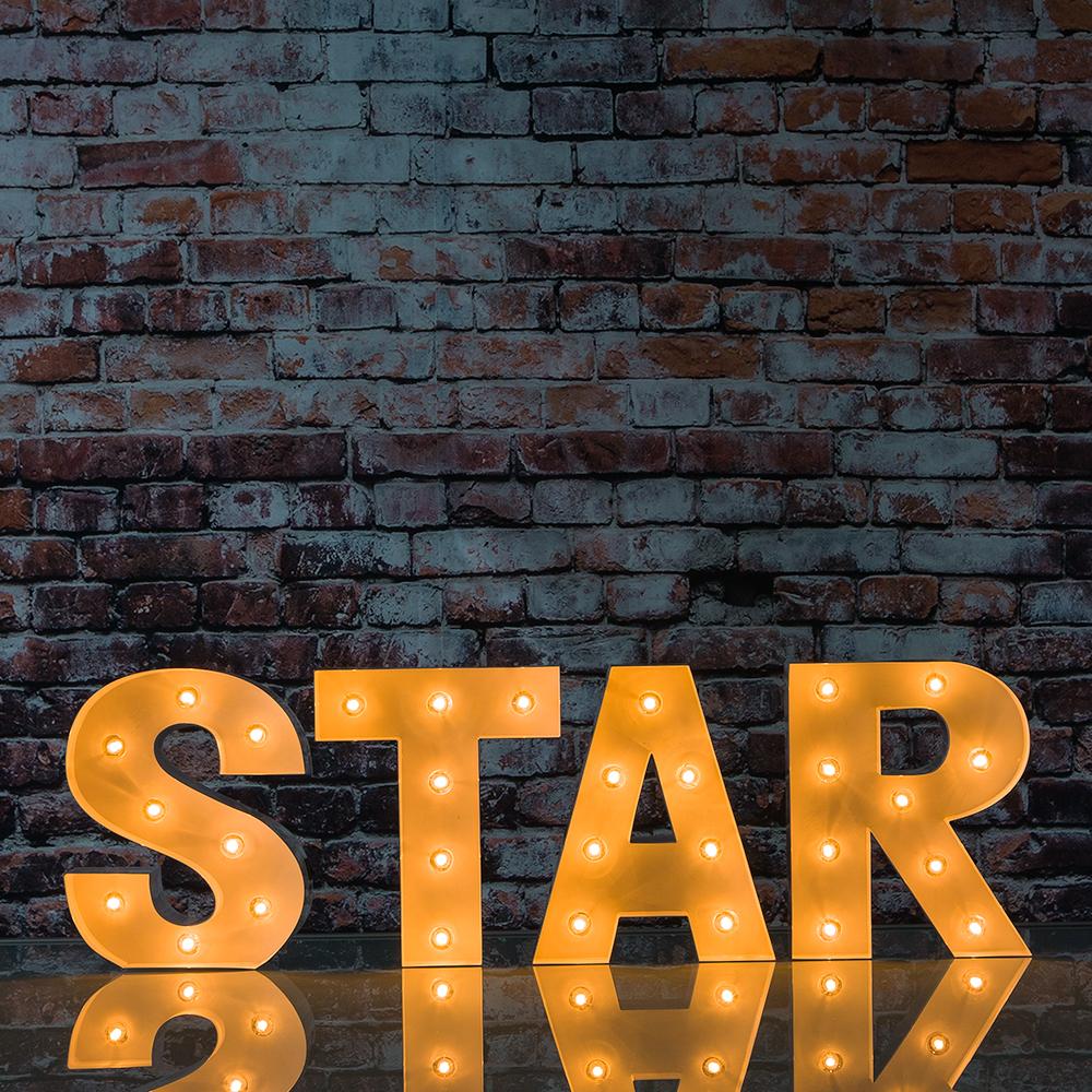  White Marquee Light 'STAR' LED Metal Sign (8 Inch, Battery Operated w/ Timer) - AsianImportStore.com - B2B Wholesale Lighting and Decor