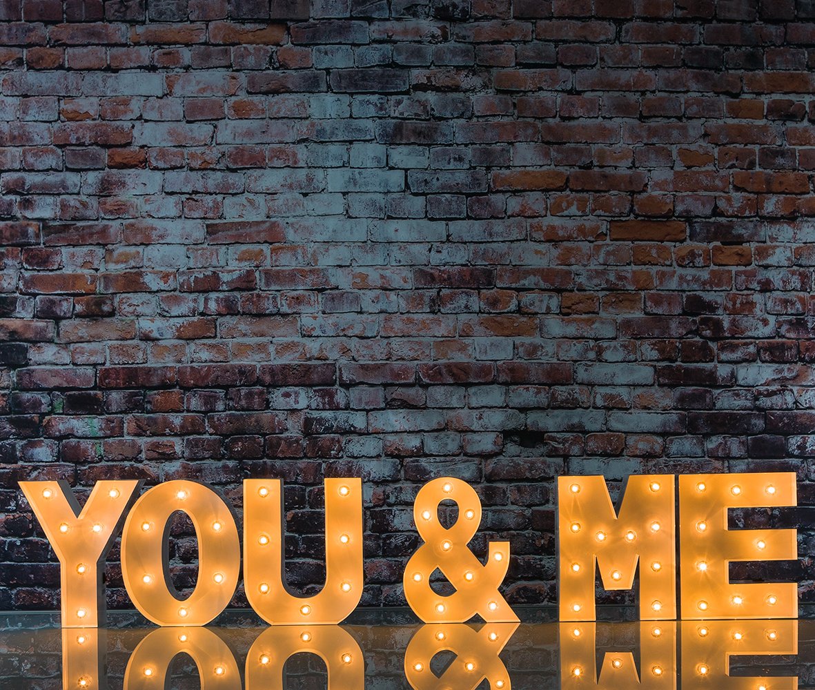  White Marquee Light 'YOU & ME' LED Metal Sign (8 Inch, Battery Operated w/ Timer) - AsianImportStore.com - B2B Wholesale Lighting and Decor