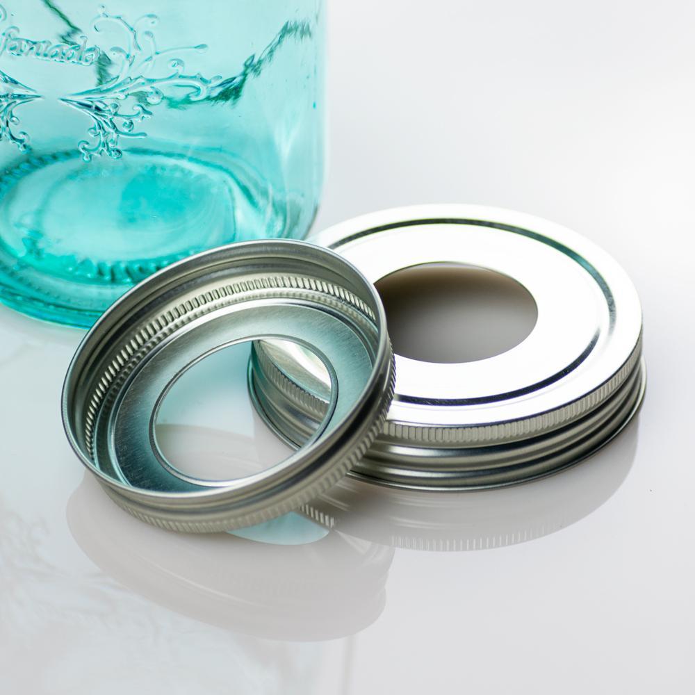 BLOWOUT (20 PACK) Fantado Wide Mouth Mason Jar Pendant Light Cord Kit Lid (Silver, Lid Only)