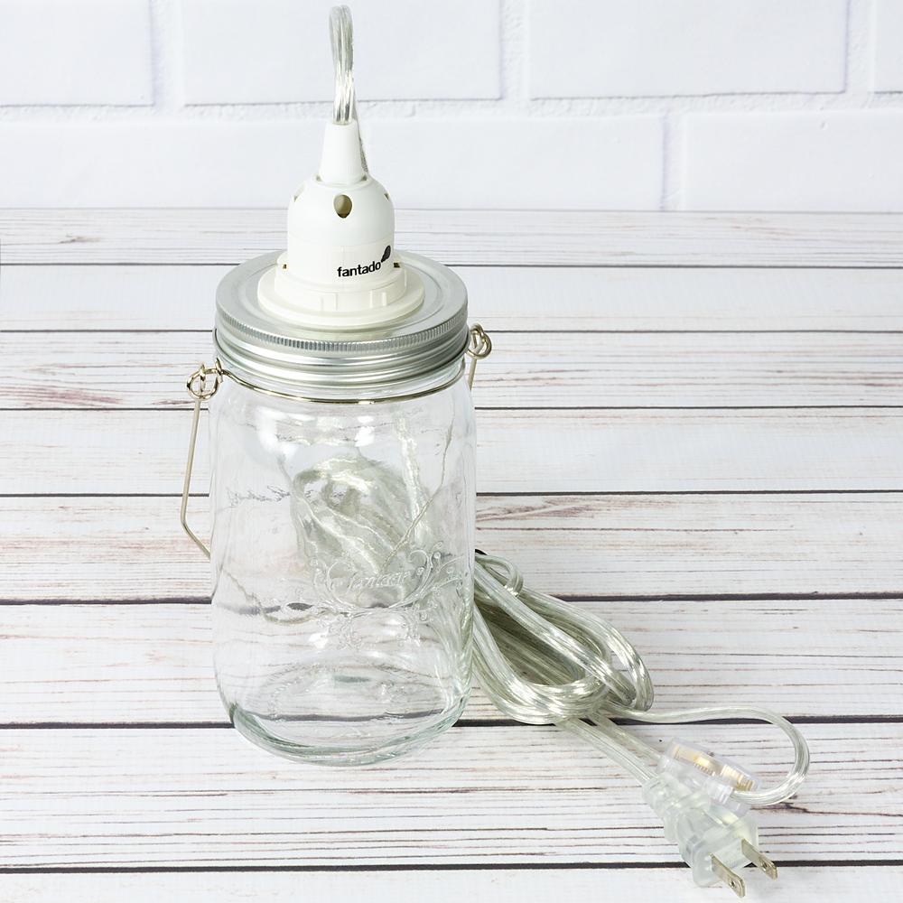 Fantado Mason Jar Pendant Light Kit, Wide Mouth, Clear Cord, 15FT - AsianImportStore.com - B2B Wholesale Lighting and Decor