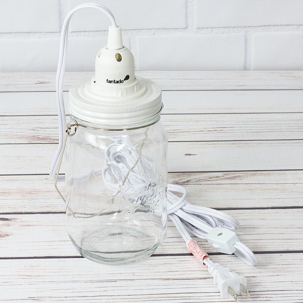 Fantado Mason Jar Pendant Light Kit, Wide Mouth, White Cord, 15FT - AsianImportStore.com - B2B Wholesale Lighting and Decor