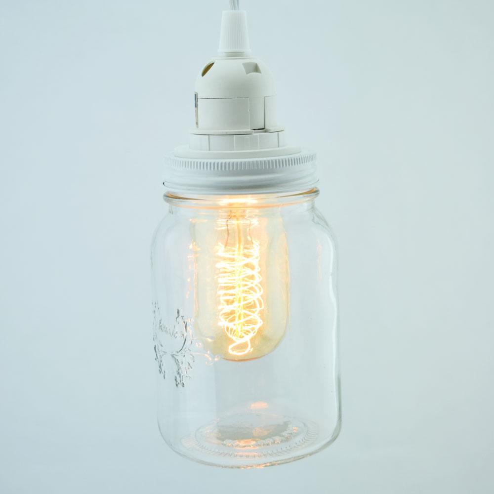 Mason Jar Pendant Light Kit, Regular Mouth, White Cord, 15FT - AsianImportStore.com - B2B Wholesale Lighting & Decor since 2002