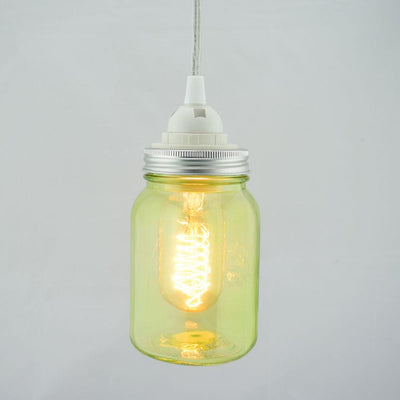 Light Lime Green Glass Mason Jar Pendant Light Kit, Regular Mouth, Clear Cord, 15FT - AsianImportStore.com - B2B Wholesale Lighting and Decor