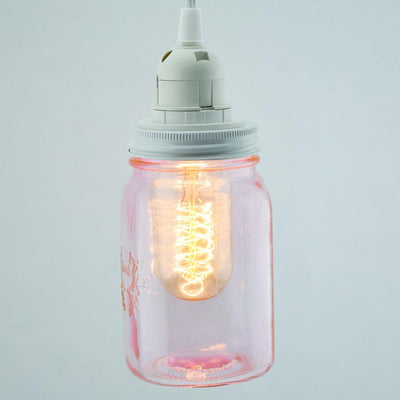 Light Pink Glass Mason Jar Pendant Light Kit, Regular Mouth, White Cord, 15FT - AsianImportStore.com - B2B Wholesale Lighting & Decor since 2002