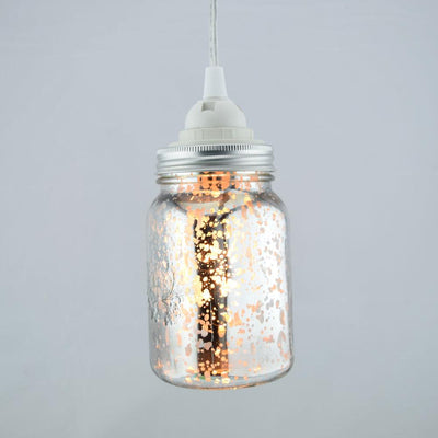 Silver Mercury Glass Mason Jar Pendant Light Kit, Regular Mouth, Clear Cord, 15FT - AsianImportStore.com - B2B Wholesale Lighting and Decor