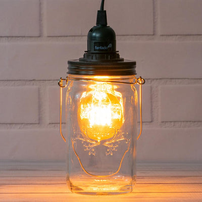 Fantado Mason Jar Pendant Light Kit, Wide Mouth, Black Cord, 15FT - AsianImportStore.com - B2B Wholesale Lighting and Decor