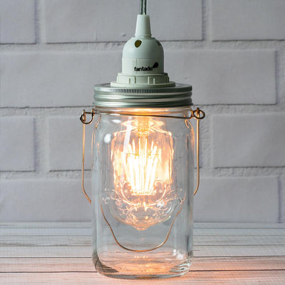 Fantado Mason Jar Pendant Light Kit, Wide Mouth, Clear Cord, 15FT - AsianImportStore.com - B2B Wholesale Lighting and Decor