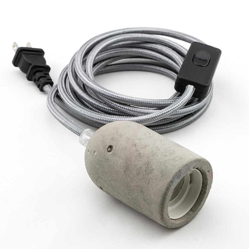 Urban Concrete Grey Pendant Light Lamp Cord, Switch, 11FT Braided Grey Cloth - Electrical Swag Light Kit - AsianImportStore.com - B2B Wholesale Lighting and Decor