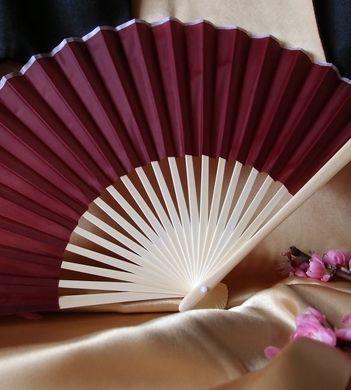 BULK PACK (50) 9" Marsala / Burgundy Wine Silk Hand Fans for Weddings - AsianImportStore.com - B2B Wholesale Lighting and Decor