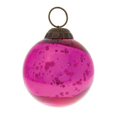 2.5-Inch Fuchsia Ava Mercury Glass Ball Ornament Christmas Holiday Decoration