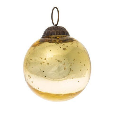 2.5-Inch Gold Ava Mercury Glass Ball Ornament Christmas Holiday Decoration