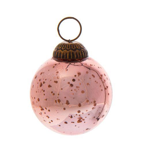 2.5-Inch Rose Gold Ava Mercury Glass Ball Ornament Christmas Holiday Decoration