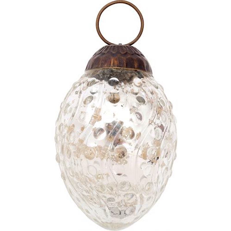 (20 PACK) 2.5" Silver Marie Mercury Egg Glass Ball Ornament Christmas Decoration
