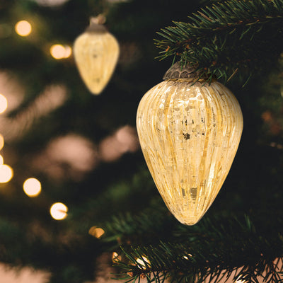2.25" Gold Laura Mercury Glass Lined Pine Cone Ornament Christmas Decoration - AsianImportStore.com - B2B Wholesale Lighting & Décor since 2002.