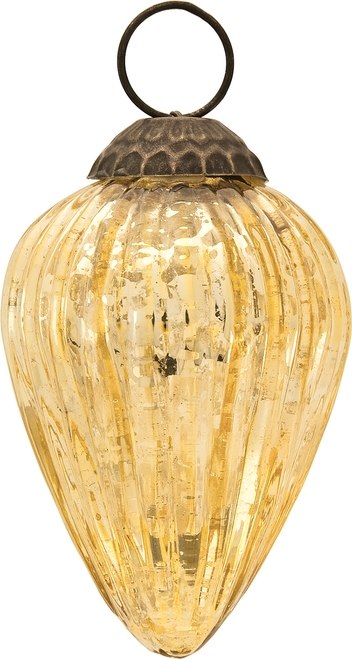BLOWOUT (20 PACK) 3" Gold Laura Mercury Glass Lined Pine Cone Ornament Christmas Decoration