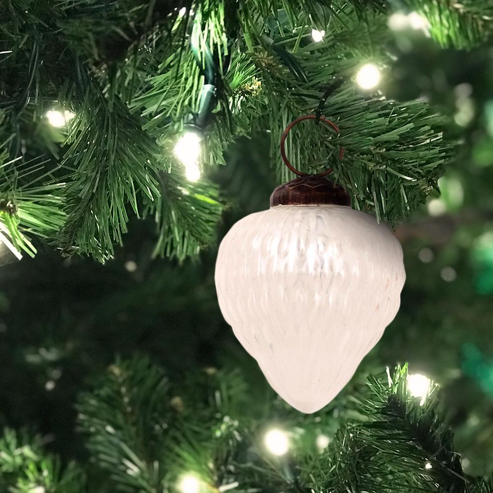 2.25-Inch Pearl White Melina Mercury Glass Hobnail Pine Cone Ornament Christmas Decoration - AsianImportStore.com - B2B Wholesale Lighting & Décor since 2002.