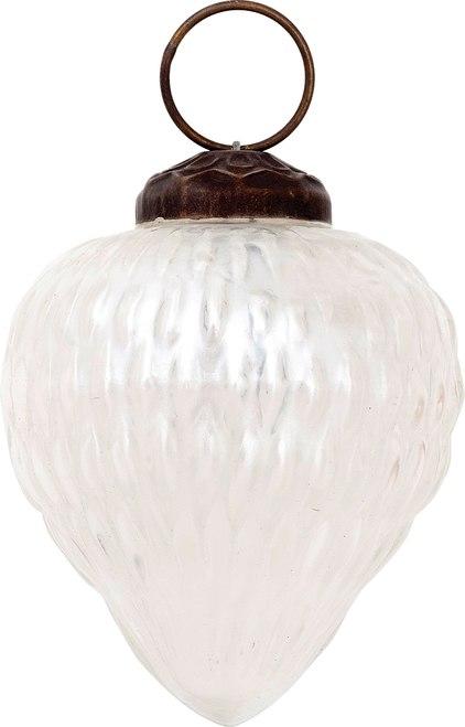 2.5-Inch Pearl White Melina Mercury Glass Hobnail Pine Cone Ornament Christmas Decoration