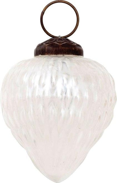 2.5-Inch Pearl White Melina Mercury Glass Hobnail Pine Cone Ornament Christmas Decoration