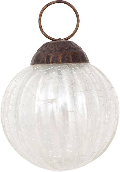 3-Inch Pearl White Mona Mercury Glass Lined Ball Ornament Christmas Decoration
