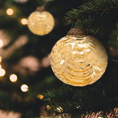3-Inch Gold Nola Mercury Glass Waved Ball Ornament Christmas Decoration - AsianImportStore.com - B2B Wholesale Lighting & Décor since 2002.