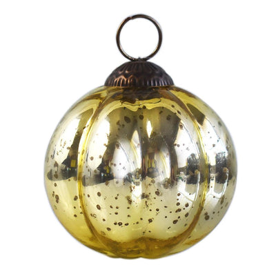 3-Inch Gold Posey Mercury Glass Pumpkin Ornament Christmas Decoration