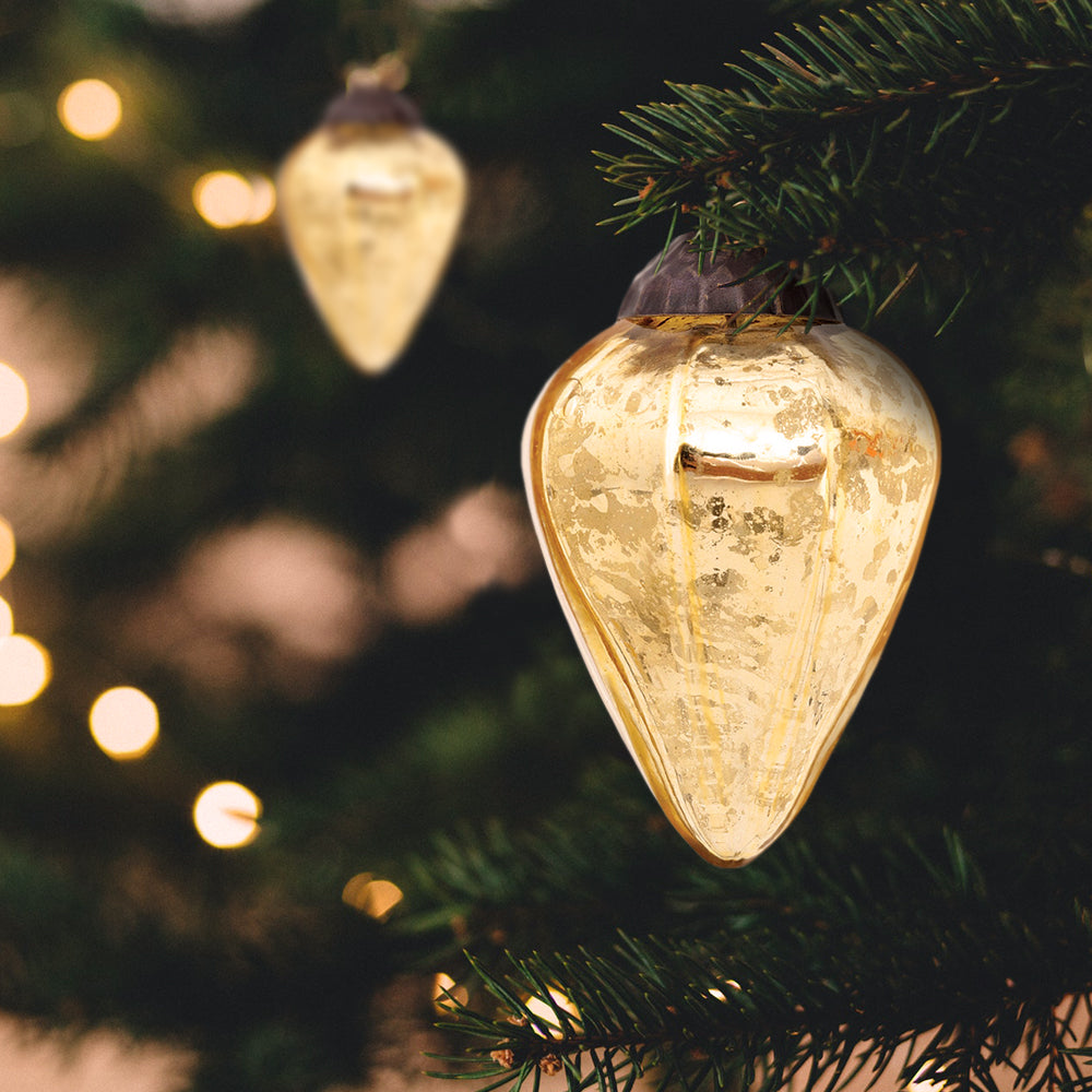 BLOWOUT (20 PACK) 2.5" Gold Zoe Mercury Glass Pine Cone Ornament Christmas Decoration