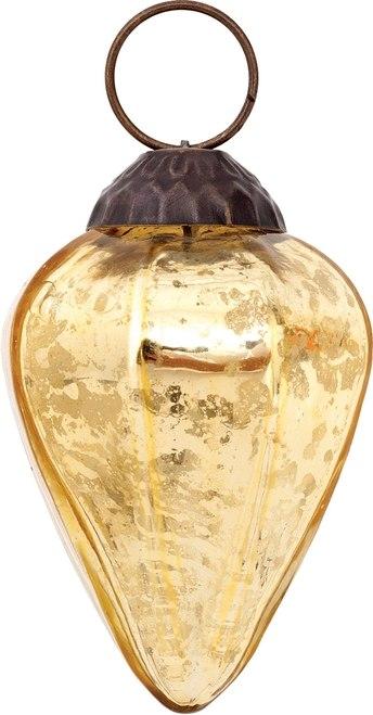 2.5-Inch Gold Zoe Mercury Glass Pine Cone Ornament Christmas Decoration