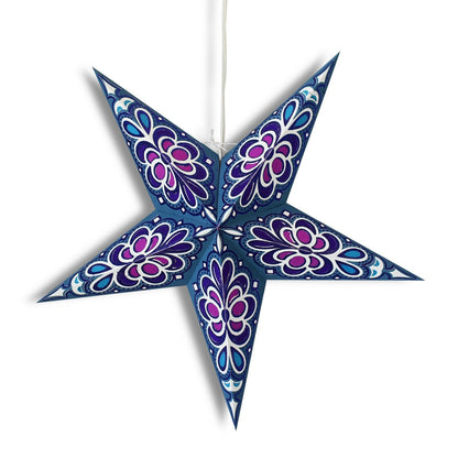 24" Blue Merry Gold Glitter Paper Star Lantern, Hanging Wedding & Party Decoration - AsianImportStore.com - B2B Wholesale Lighting and Decor