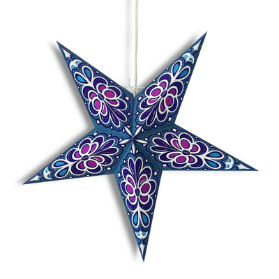 24" Blue Merry Gold Glitter Paper Star Lantern, Hanging Wedding & Party Decoration - AsianImportStore.com - B2B Wholesale Lighting and Decor