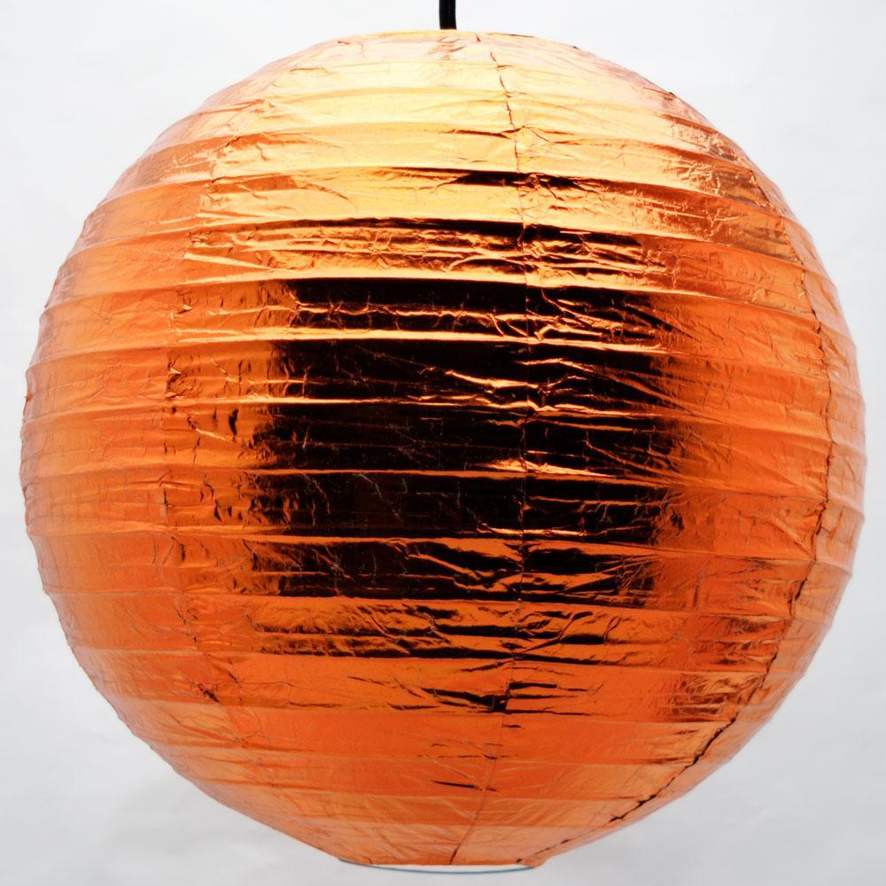 12" Copper Metallic Foil Paper Lantern, Even Ribbing, Hanging Chinese Hanging Wedding & Party Decoration (100 PACK) - AsianImportStore.com - B2B Wholesale Lighting and Décor