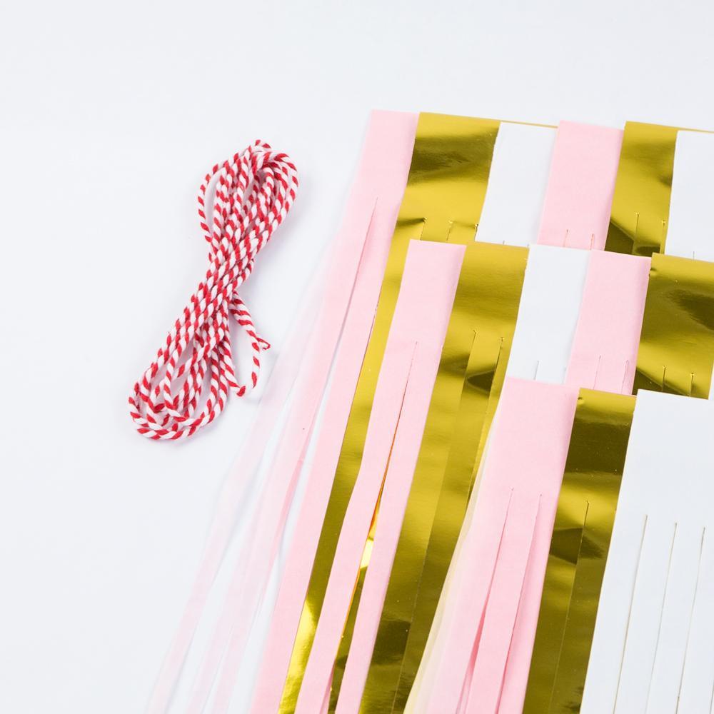 BLOWOUT (105 PACK) Metallic Pink / Gold Tissue Paper Tassel Garland Kit