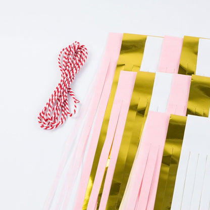 BLOWOUT (105 PACK) Metallic Pink / Gold Tissue Paper Tassel Garland Kit
