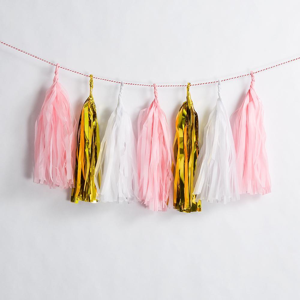 Metallic Pink / Gold Tissue Paper Tassel Garland Kit (105 PACK) - AsianImportStore.com - B2B Wholesale Lighting and Décor