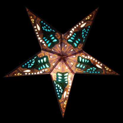 3-PACK + Cord | Light Blue Oriental Swan 24" Illuminated Paper Star Lanterns and Lamp Cord Hanging Decorations - AsianImportStore.com - B2B Wholesale Lighting and Decor