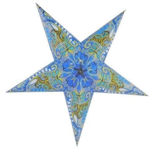 3-PACK + Cord | Light Blue Oriental Swan 24" Illuminated Paper Star Lanterns and Lamp Cord Hanging Decorations - AsianImportStore.com - B2B Wholesale Lighting and Decor