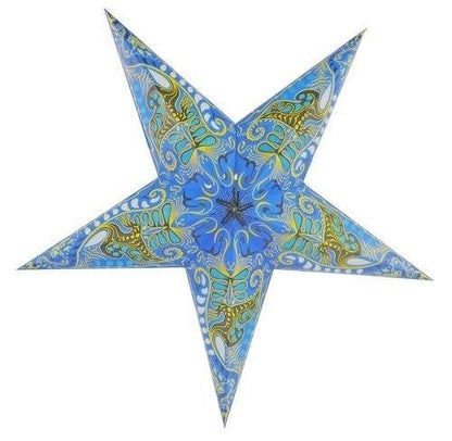 3-PACK + Cord | Light Blue Oriental Swan 24" Illuminated Paper Star Lanterns and Lamp Cord Hanging Decorations - AsianImportStore.com - B2B Wholesale Lighting and Decor