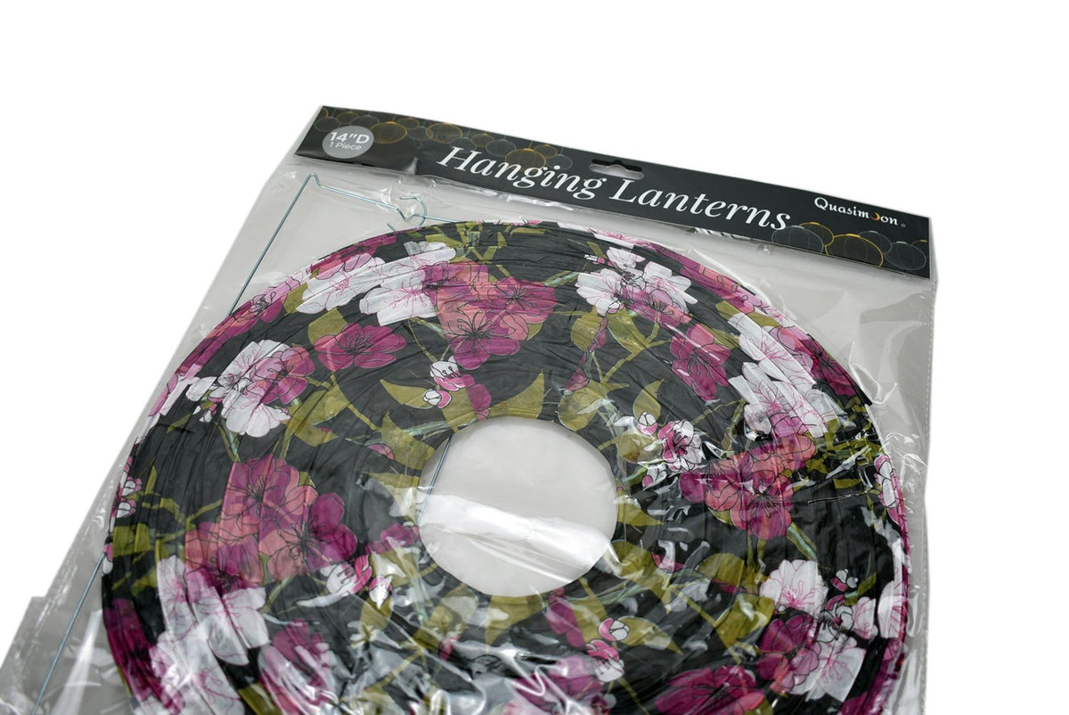 14 Inch Midnight Summer Cherry Blossom Premium Paper Lantern - AsianImportStore.com - B2B Wholesale Lighting and Decor