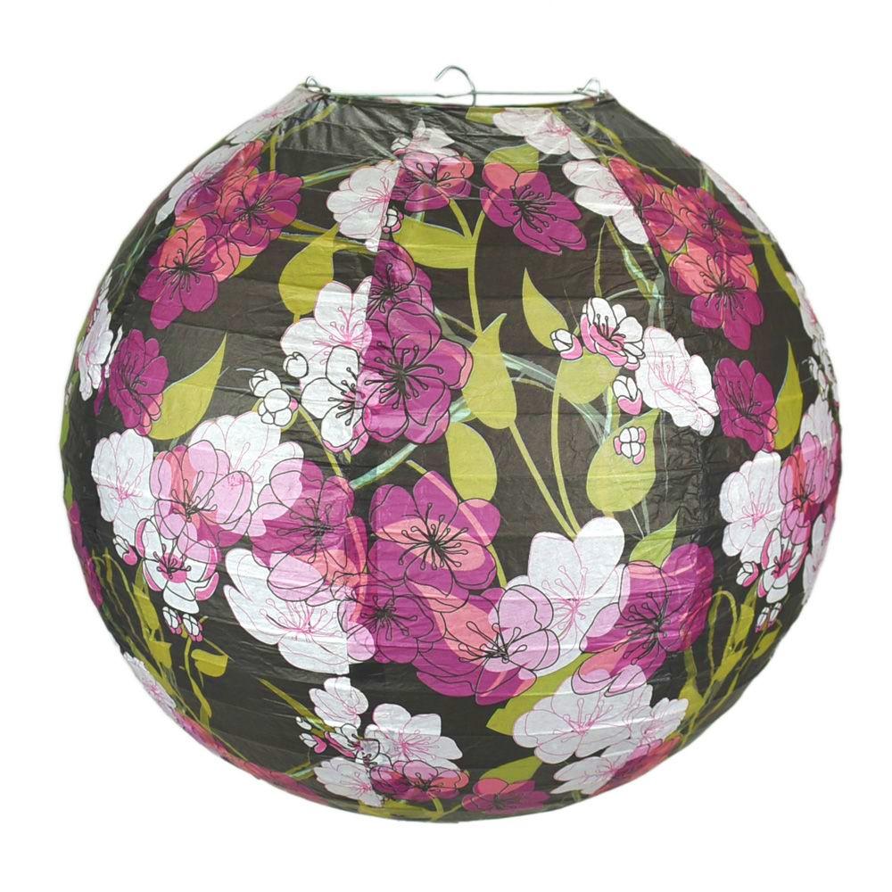 14 Inch Midnight Summer Cherry Blossom Premium Paper Lantern - AsianImportStore.com - B2B Wholesale Lighting and Decor