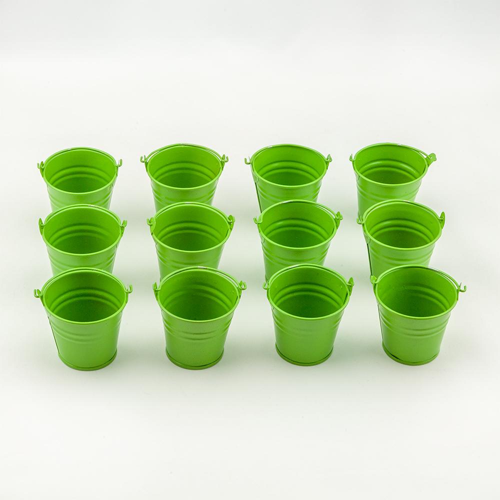  2" Grass Green Mini Metal Pail Bucket Party Favor Containers (12-PACK) - AsianImportStore.com - B2B Wholesale Lighting and Decor