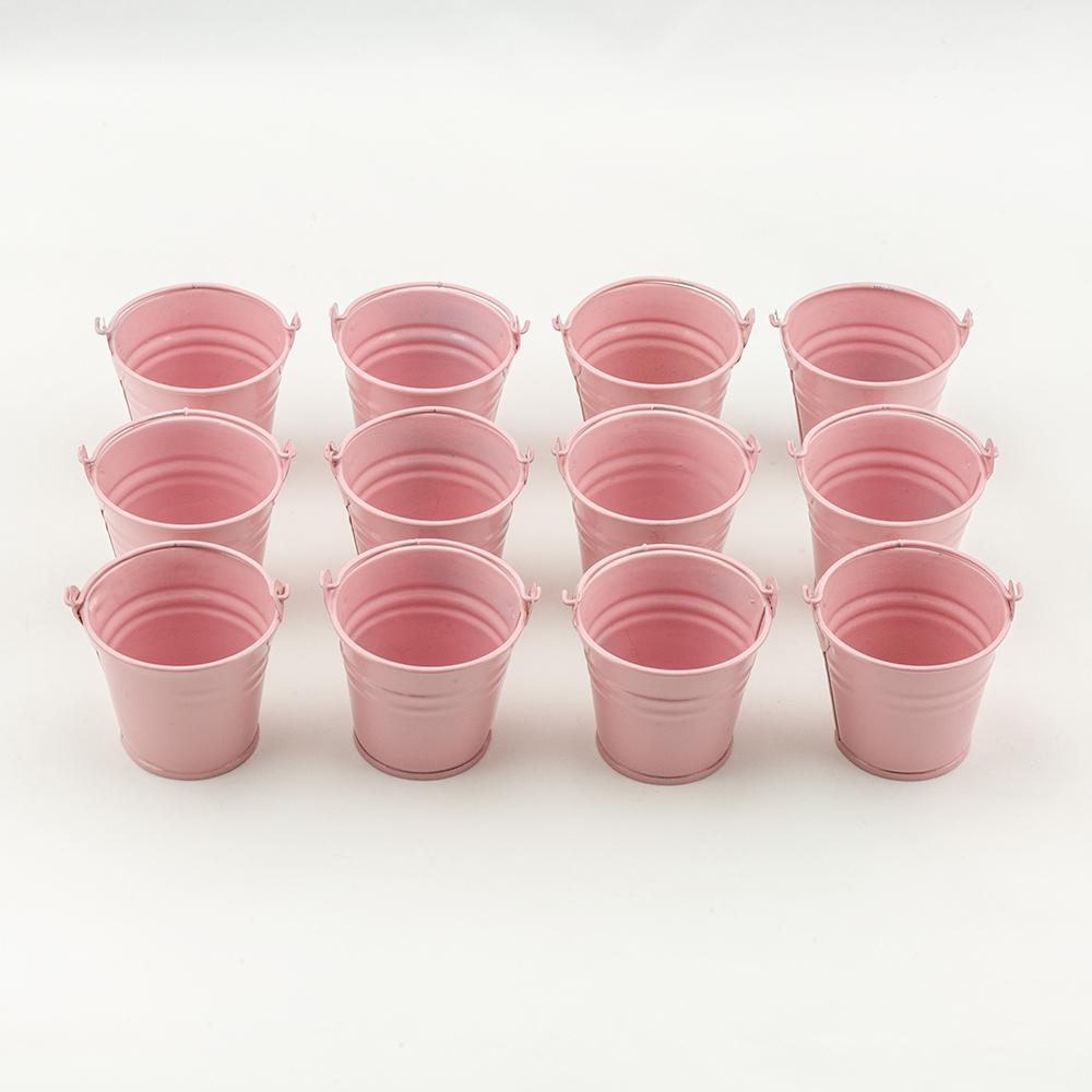  2" Pink Mini Metal Pail Bucket Party Favor Containers (12-PACK) - AsianImportStore.com - B2B Wholesale Lighting and Decor