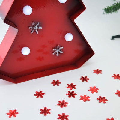 Red Mirrored Christmas Holiday Snowflake Table Confetti / Sticker Decoration (42-PACK) - AsianImportStore.com - B2B Wholesale Lighting and Decor