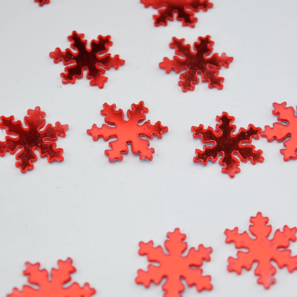 Red Mirrored Christmas Holiday Snowflake Table Confetti / Sticker Decoration (42-PACK) - AsianImportStore.com - B2B Wholesale Lighting and Decor